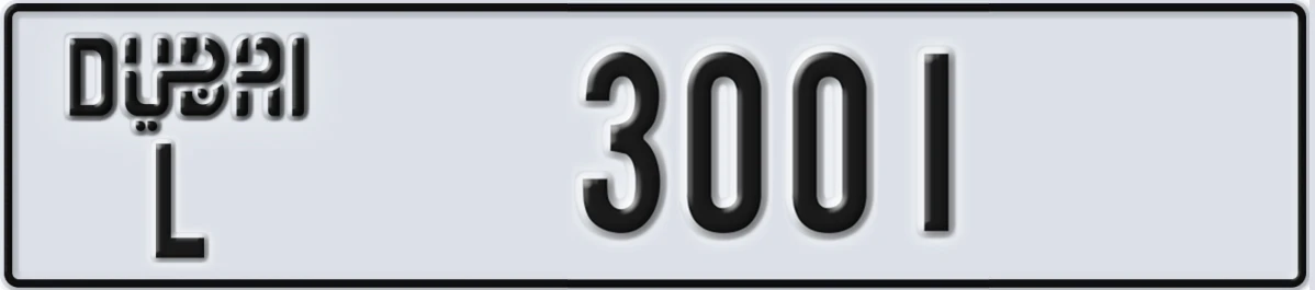 UAE License Plate Dubai L 3001