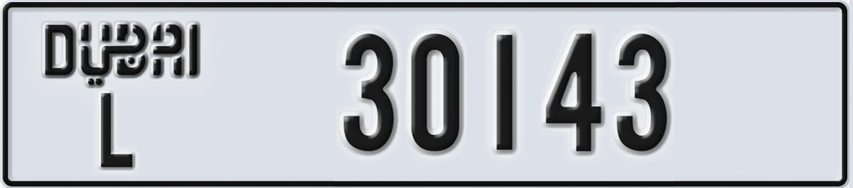 UAE License Plate Dubai L 30143