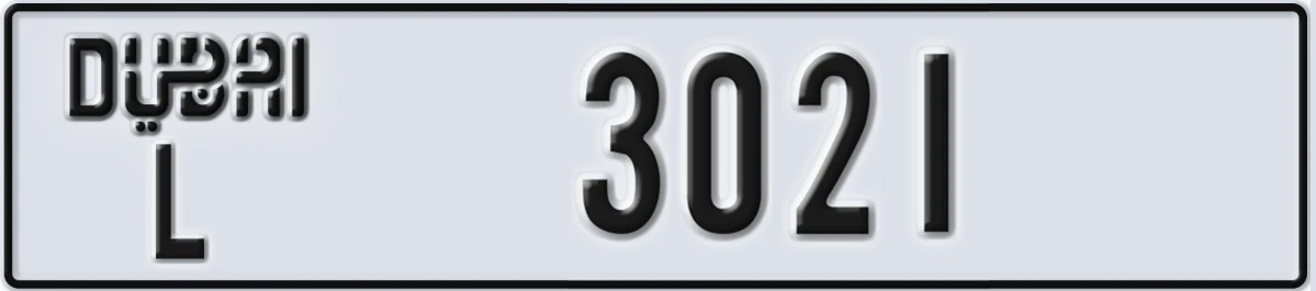 UAE License Plate Dubai L 3021