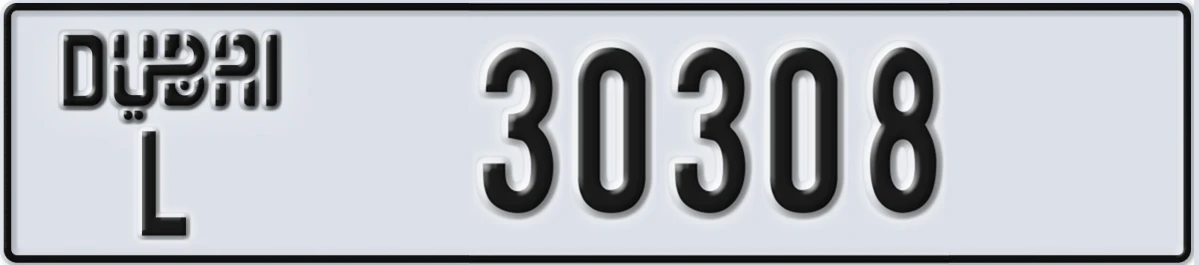 UAE License Plate Dubai L 30308
