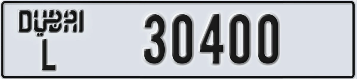 UAE License Plate Dubai L 30400