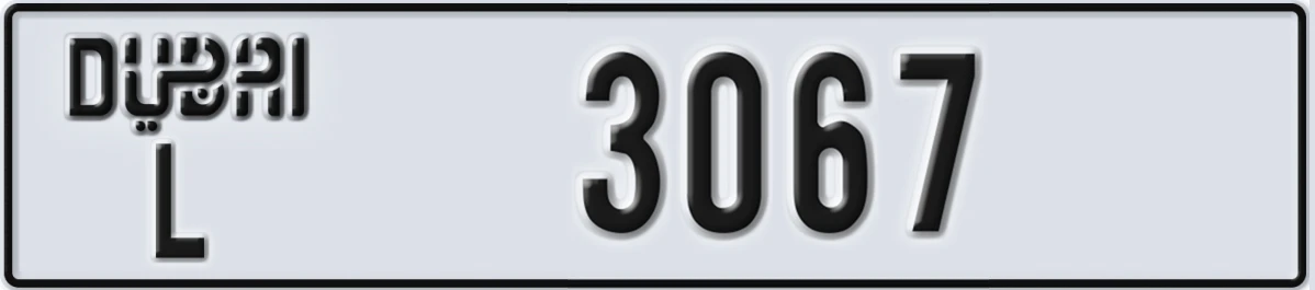 UAE License Plate Dubai L 3067