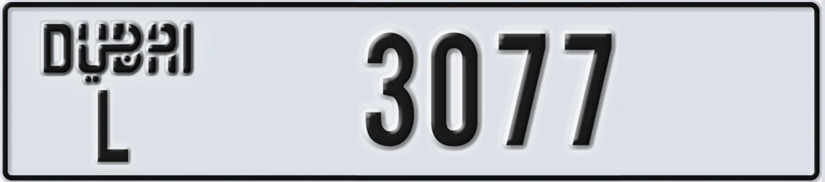 UAE License Plate Dubai L 3077