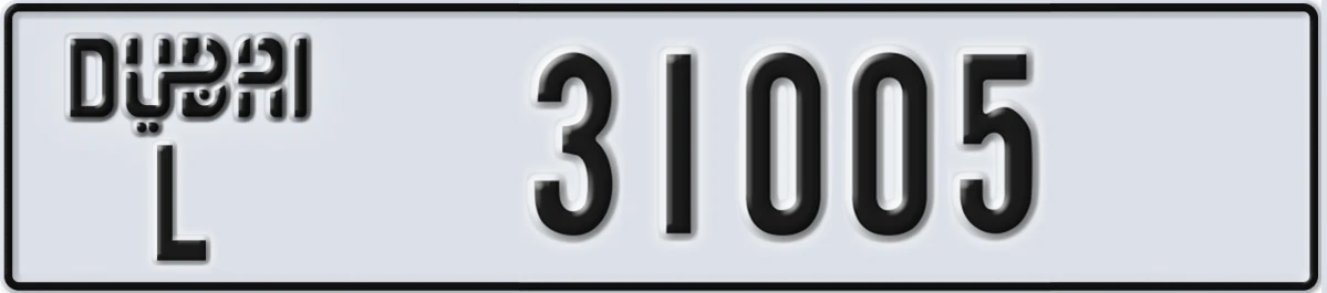 UAE License Plate Dubai L 31005