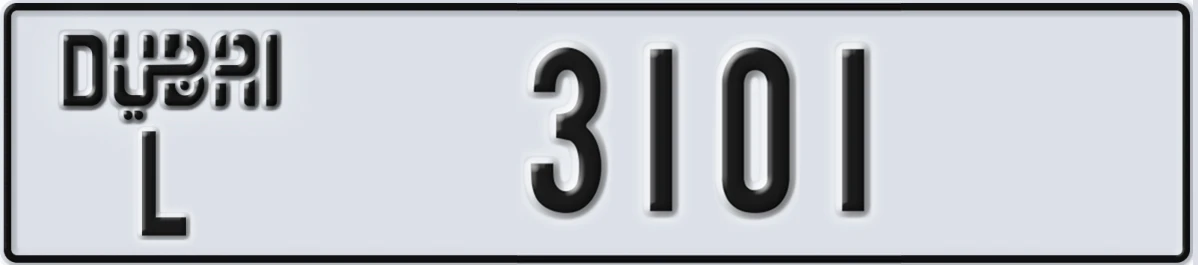 UAE License Plate Dubai L 3101