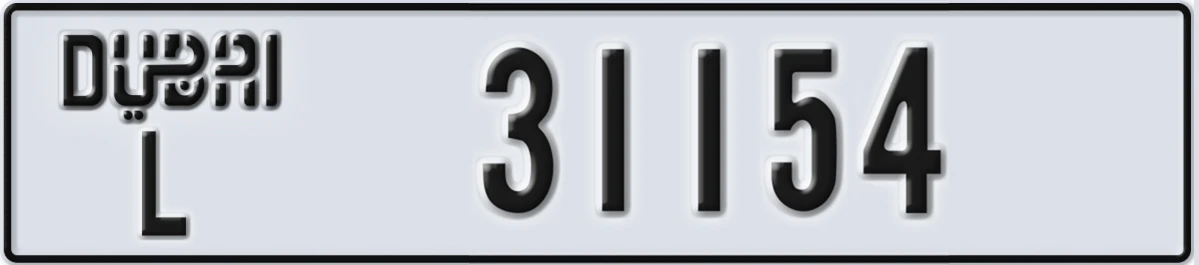 UAE License Plate Dubai L 31154