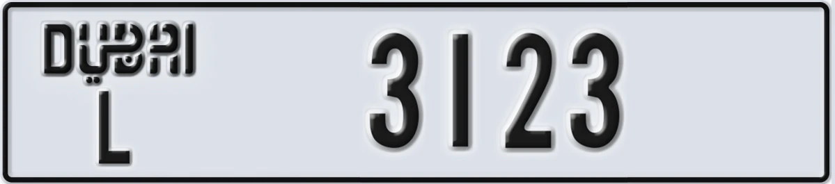 UAE License Plate Dubai L 3123