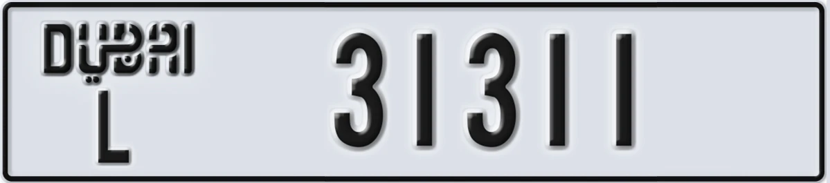 UAE License Plate Dubai L 31311
