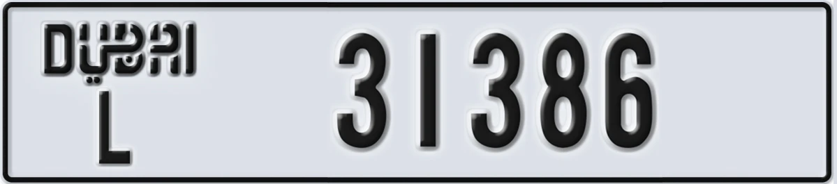 UAE License Plate Dubai L 31386