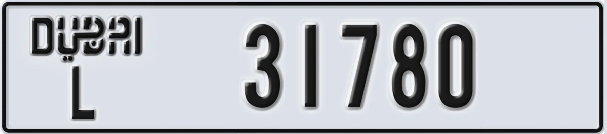 UAE License Plate Dubai L 31780