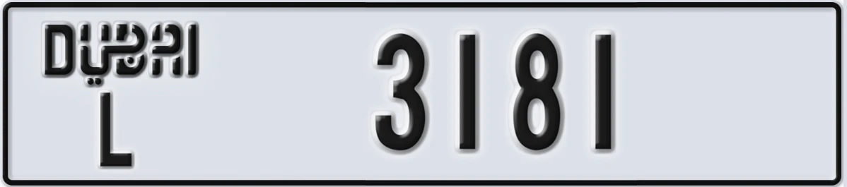 UAE License Plate Dubai L 3181