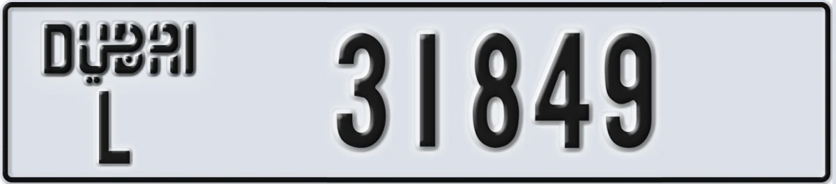 UAE License Plate Dubai L 31849