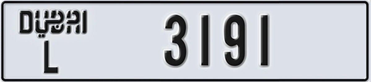 UAE License Plate Dubai L 3191