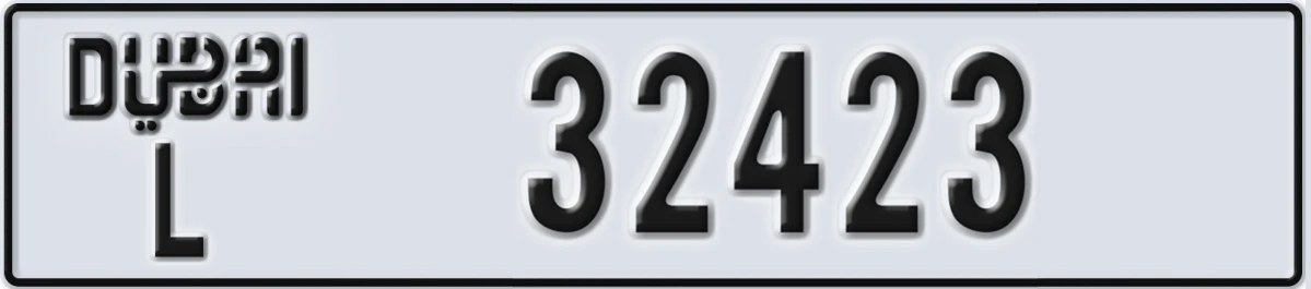 UAE License Plate Dubai L 32423