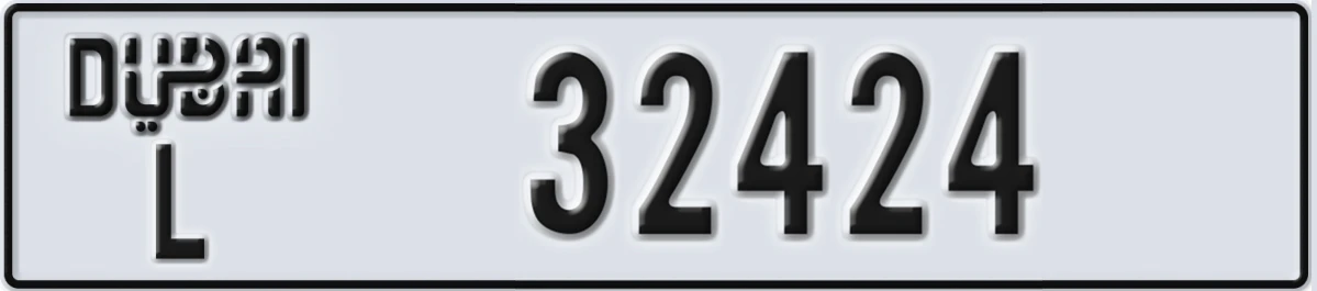 UAE License Plate Dubai L 32424