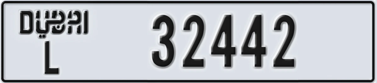 UAE License Plate Dubai L 32442