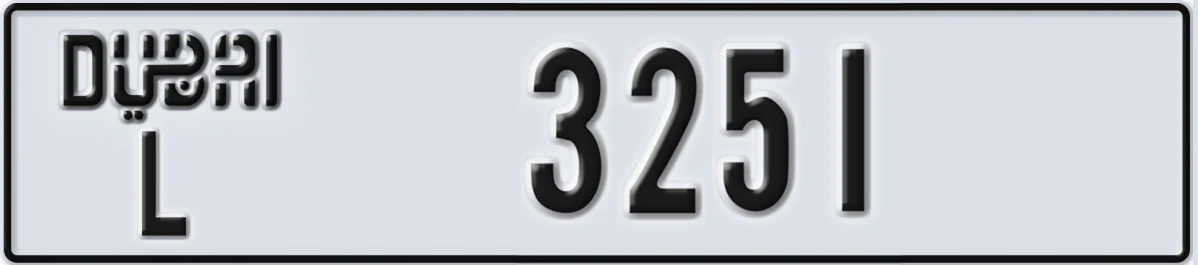 UAE License Plate Dubai L 3251