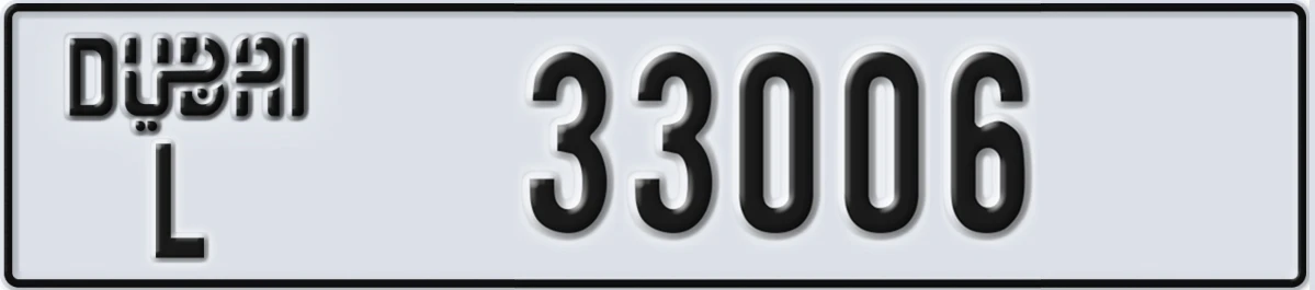 UAE License Plate Dubai L 33006