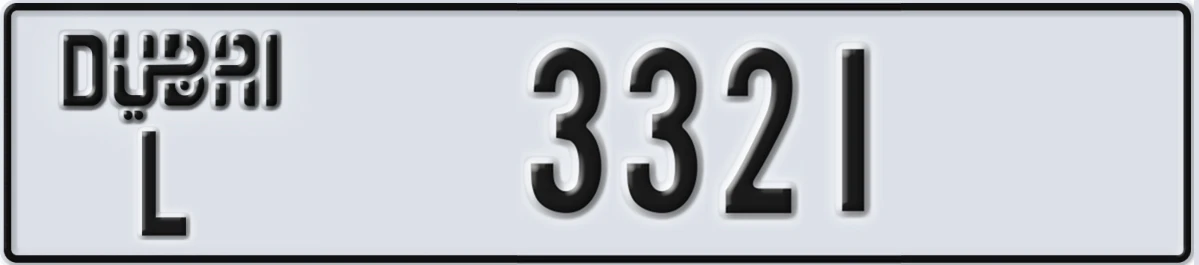 UAE License Plate Dubai L 3321