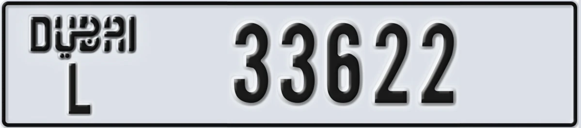 UAE License Plate Dubai L 33622
