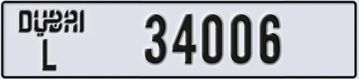 UAE License Plate Dubai L 34006