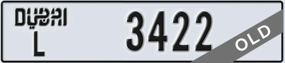 UAE License Plate Dubai L 3422