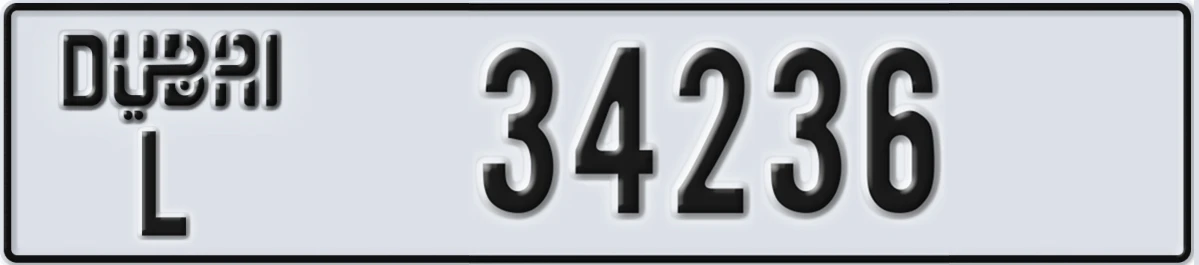 UAE License Plate Dubai L 34236