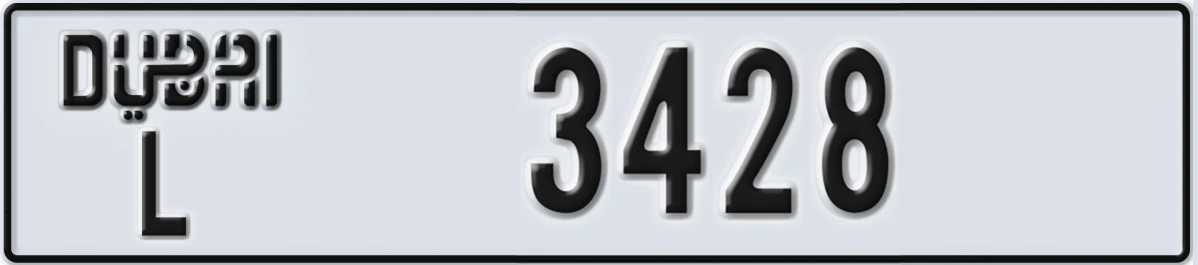 UAE License Plate Dubai L 3428