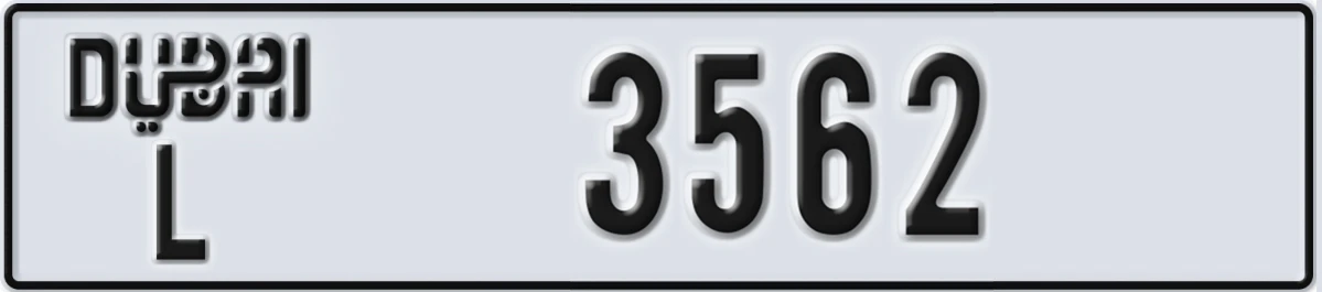 UAE License Plate Dubai L 3562
