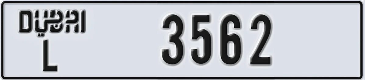 UAE License Plate Dubai L 3562