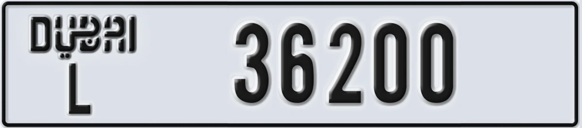 UAE License Plate Dubai L 36200