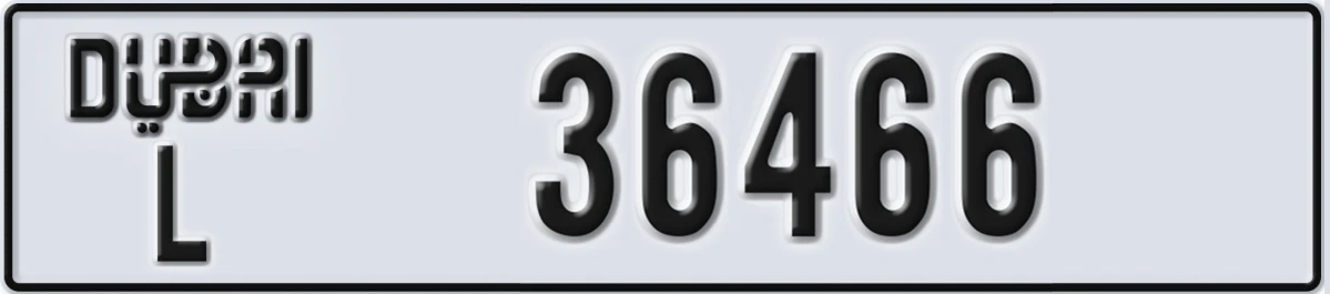 UAE License Plate Dubai L 36466