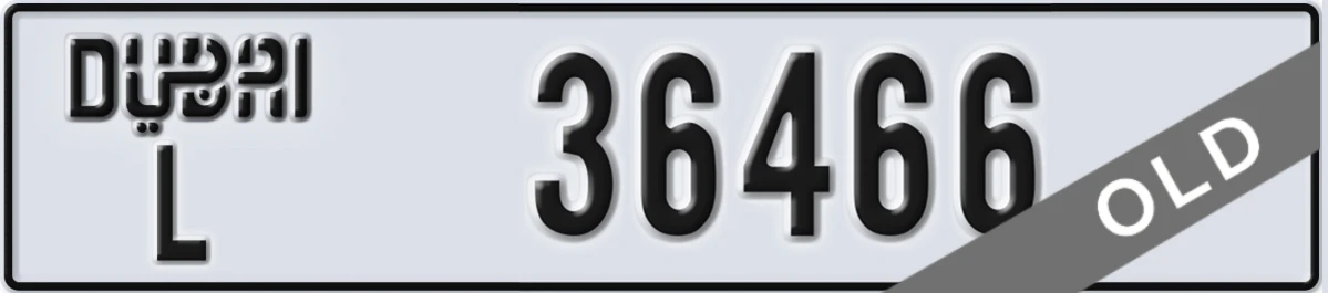 UAE License Plate Dubai L 36466