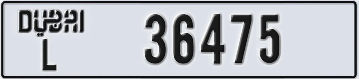 UAE License Plate Dubai L 36475