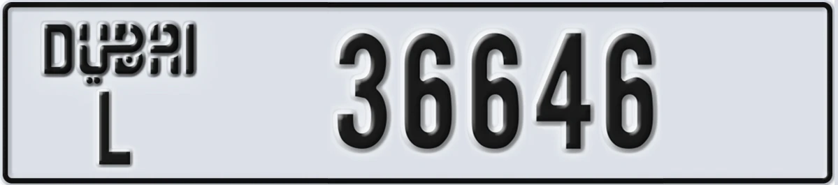 UAE License Plate Dubai L 36646