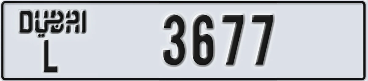 UAE License Plate Dubai L 3677