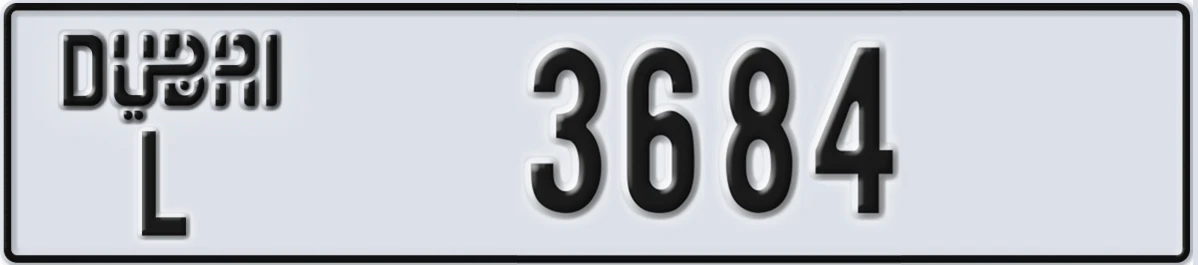 UAE License Plate Dubai L 3684