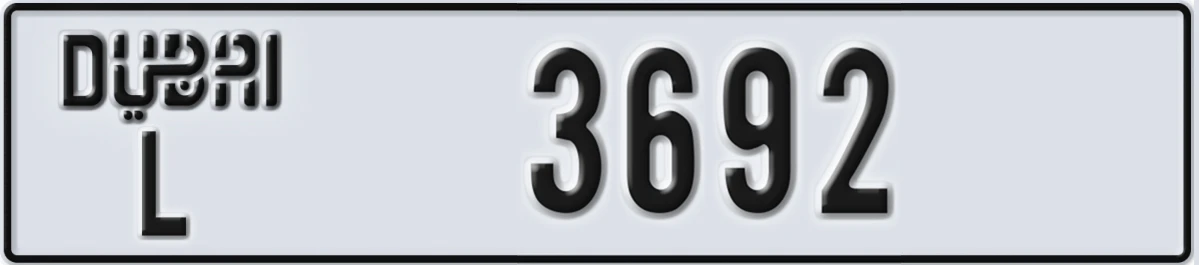 UAE License Plate Dubai L 3692