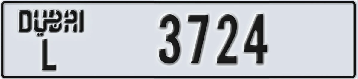UAE License Plate Dubai L 3724