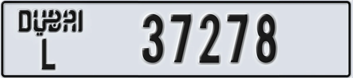 UAE License Plate Dubai L 37278