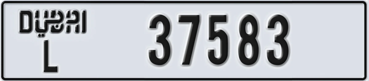 UAE License Plate Dubai L 37583