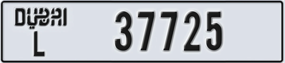 UAE License Plate Dubai L 37725