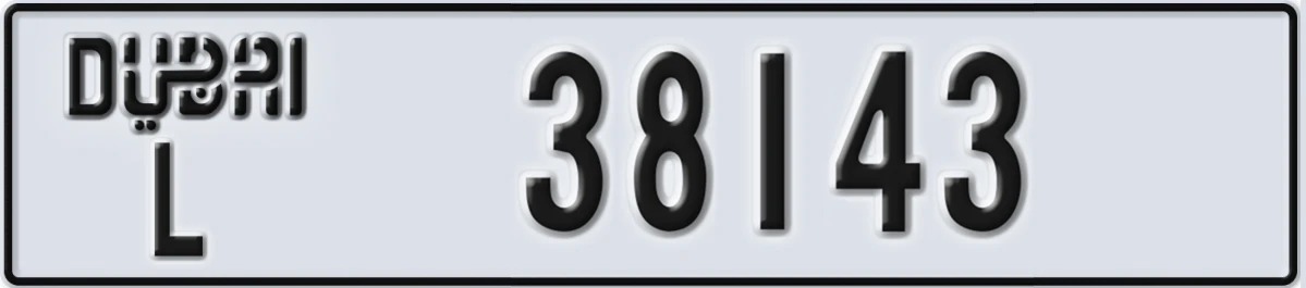 UAE License Plate Dubai L 38143