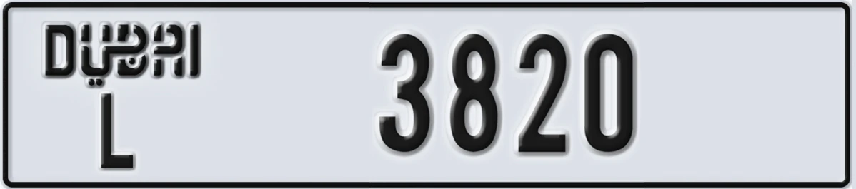 UAE License Plate Dubai L 3820