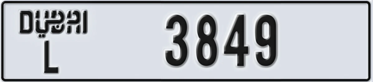 UAE License Plate Dubai L 3849