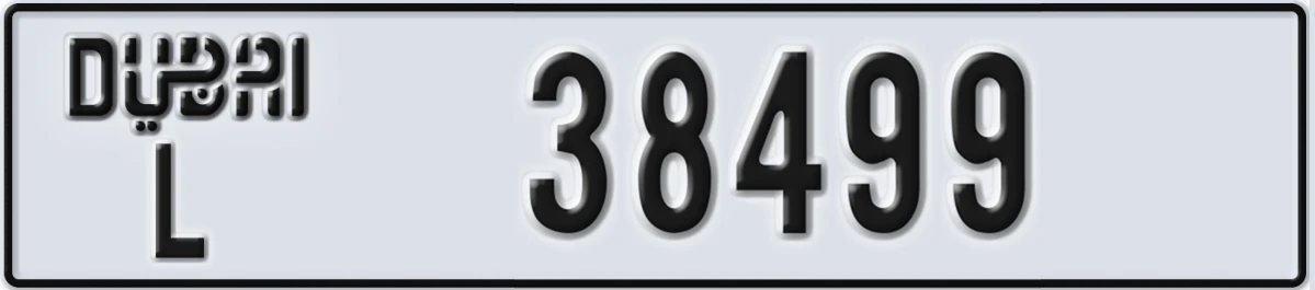 UAE License Plate Dubai L 38499