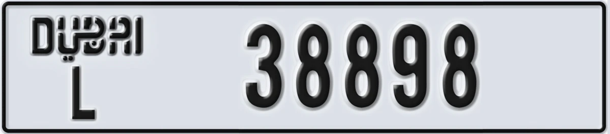 UAE License Plate Dubai L 38898