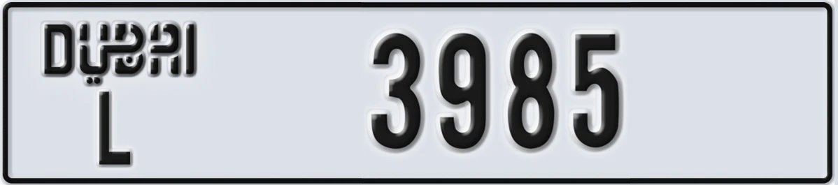 UAE License Plate Dubai L 3985