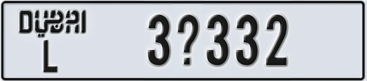 UAE License Plate Dubai L 3X332