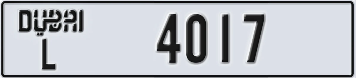 UAE License Plate Dubai L 4017
